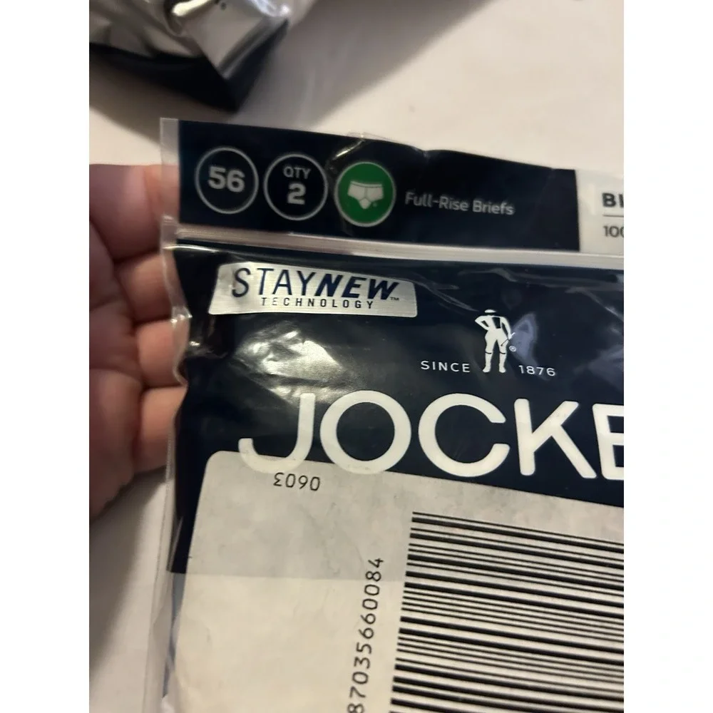 Men's Size 56 Jockey Full Rise Briefs, 2pair, White, Cotton, Y Front, New Sealed